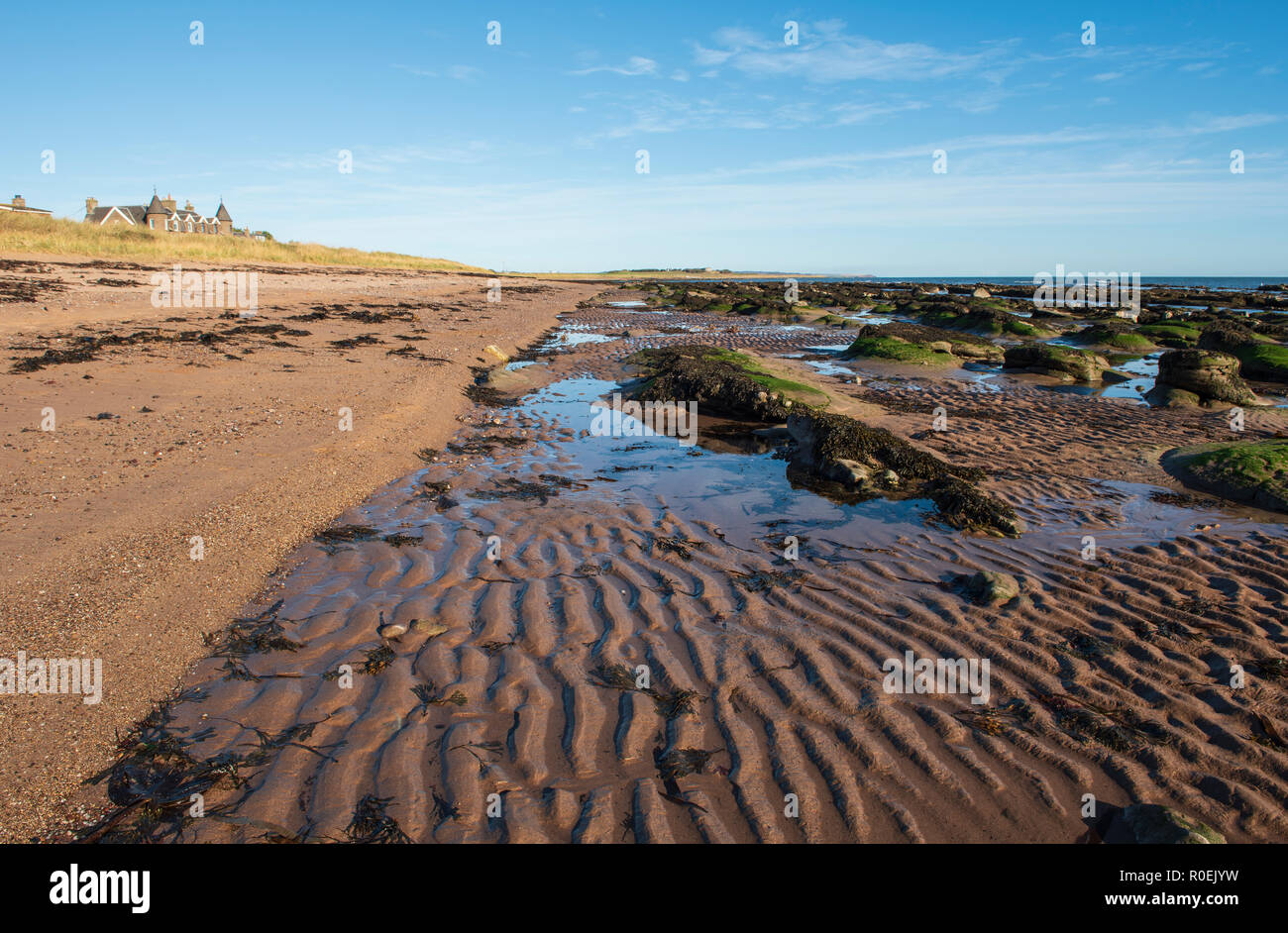 East Haven beach, between Arbroath and Carnoustie, Angus, Scotland. Stock Photo