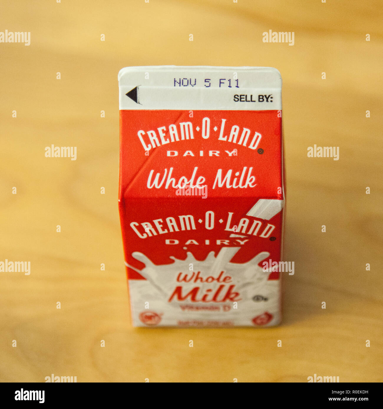 Carton of Cream O Land milk, West Side YMCA, W 63rd Street, New  York City, United States of America. Stock Photo