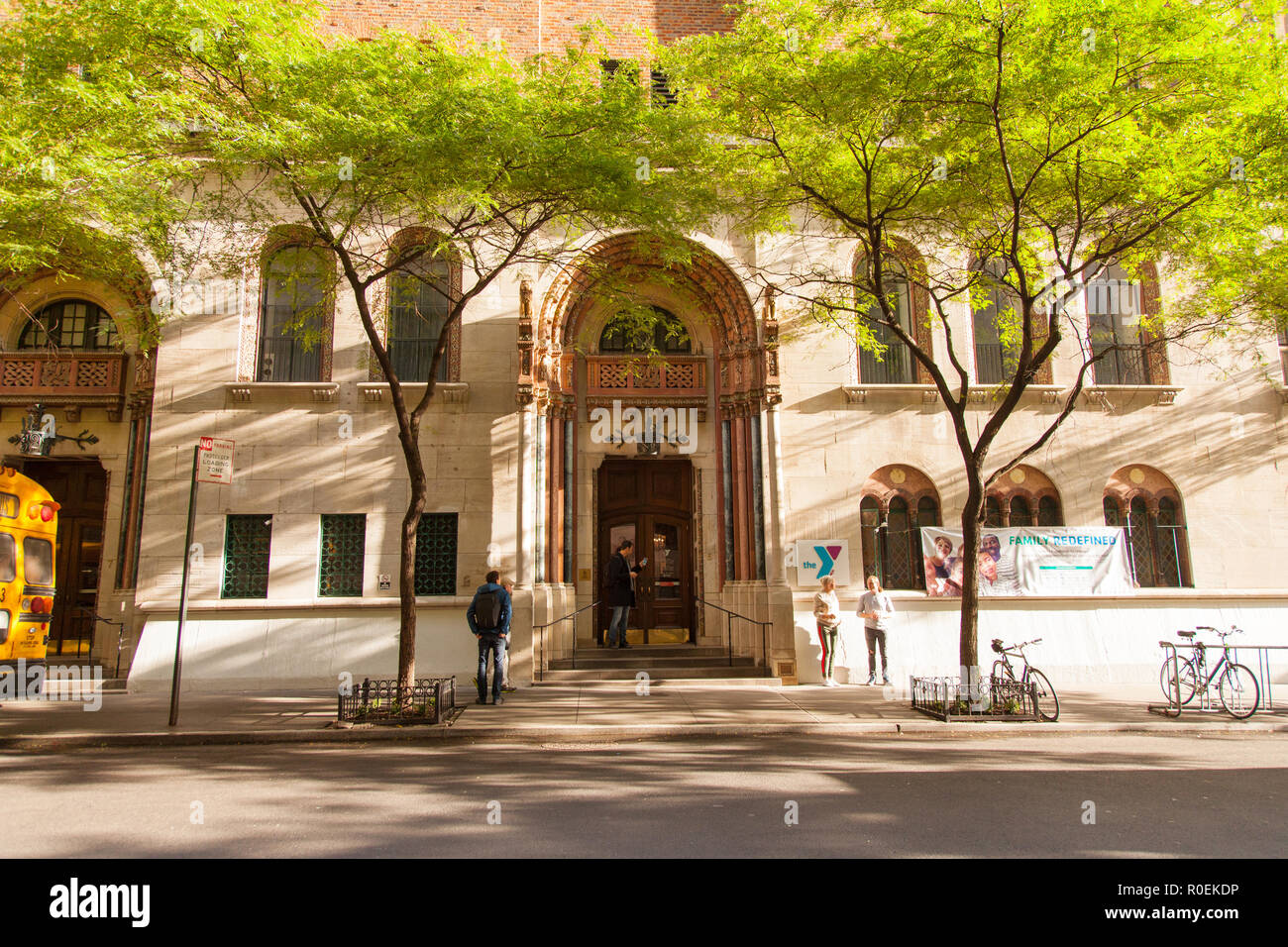 Entrance to the West Side YMCA Hostel, New York City, N.Y.C, N.Y, United States of America, U.S.A. Stock Photo