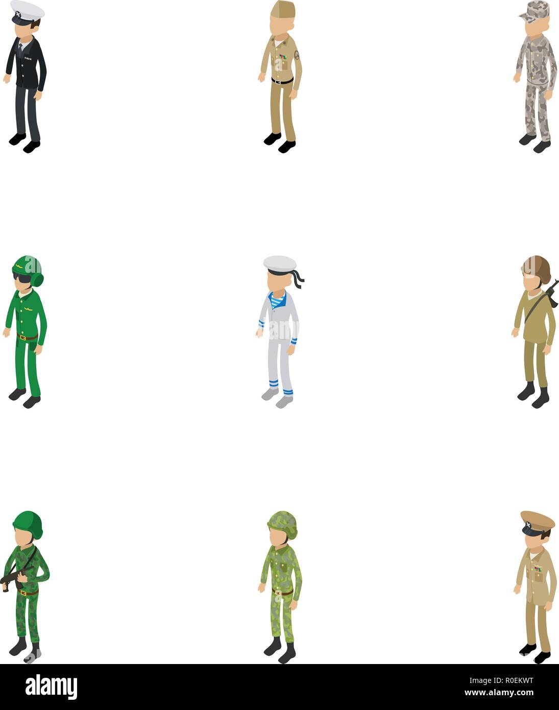 Trained specialist icons set, isometric style Stock Vector