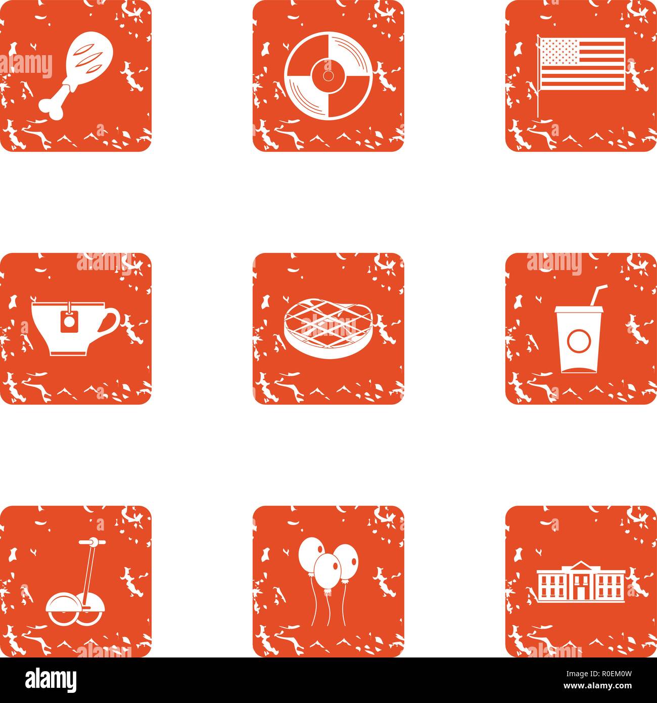 Meat idea icons set, grunge style Stock Vector