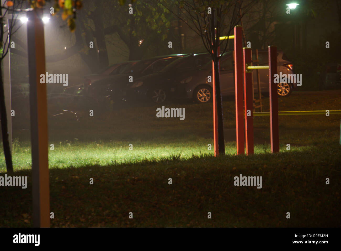 Rain in the park Stock Photo