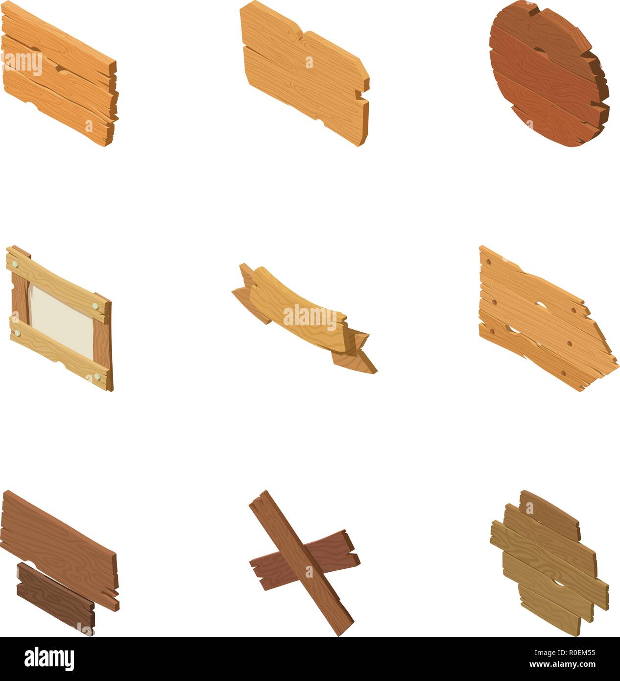 Wooden plug icons set, cartoon style Stock Vector Image & Art - Alamy
