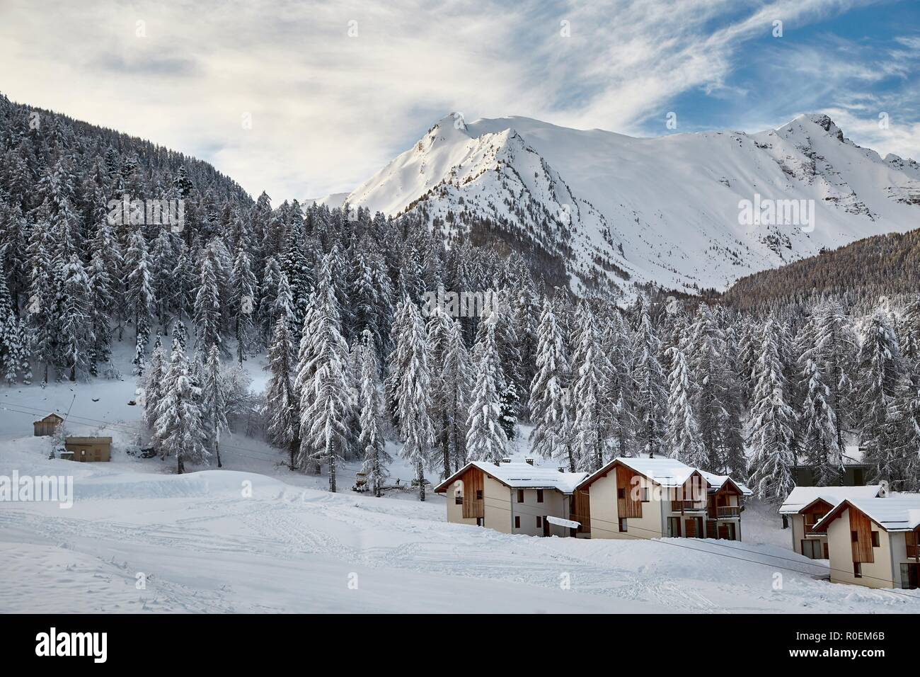 Mountain landscape at Les Orres Stock Photo