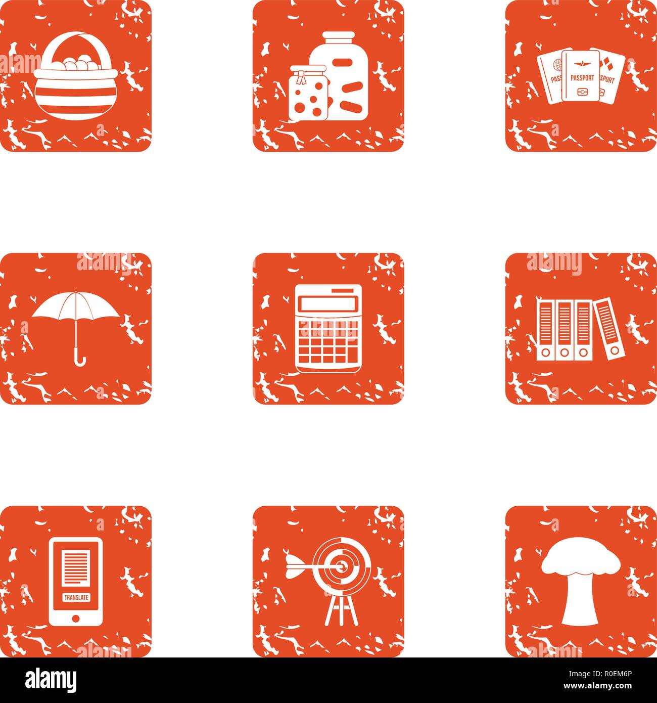 Labourer icons set, grunge style Stock Vector