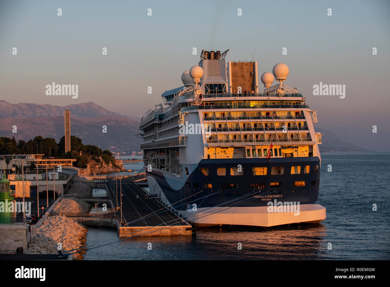 Vision Class Cruise Liner Marella Discovery 2 Docked At The Port Of Split In Croatia Stock Photo Alamy