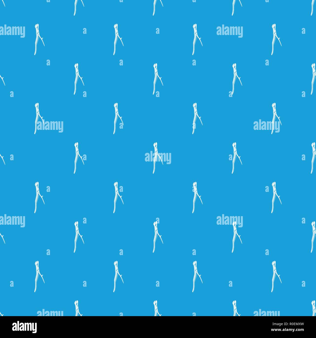 Surgical pliers pattern vector seamless blue Stock Vector