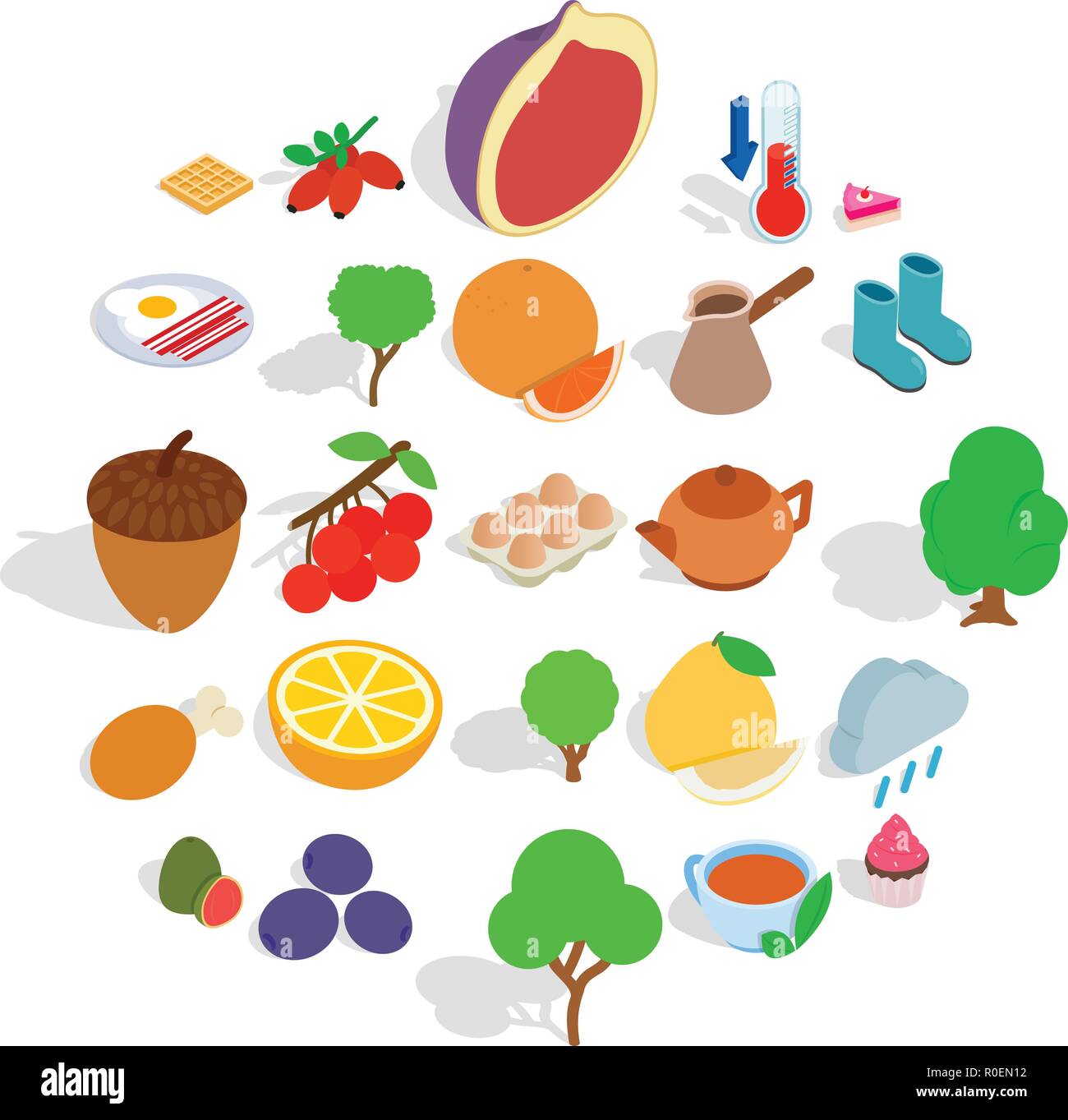 Establishment icons set, isometric style Stock Vector