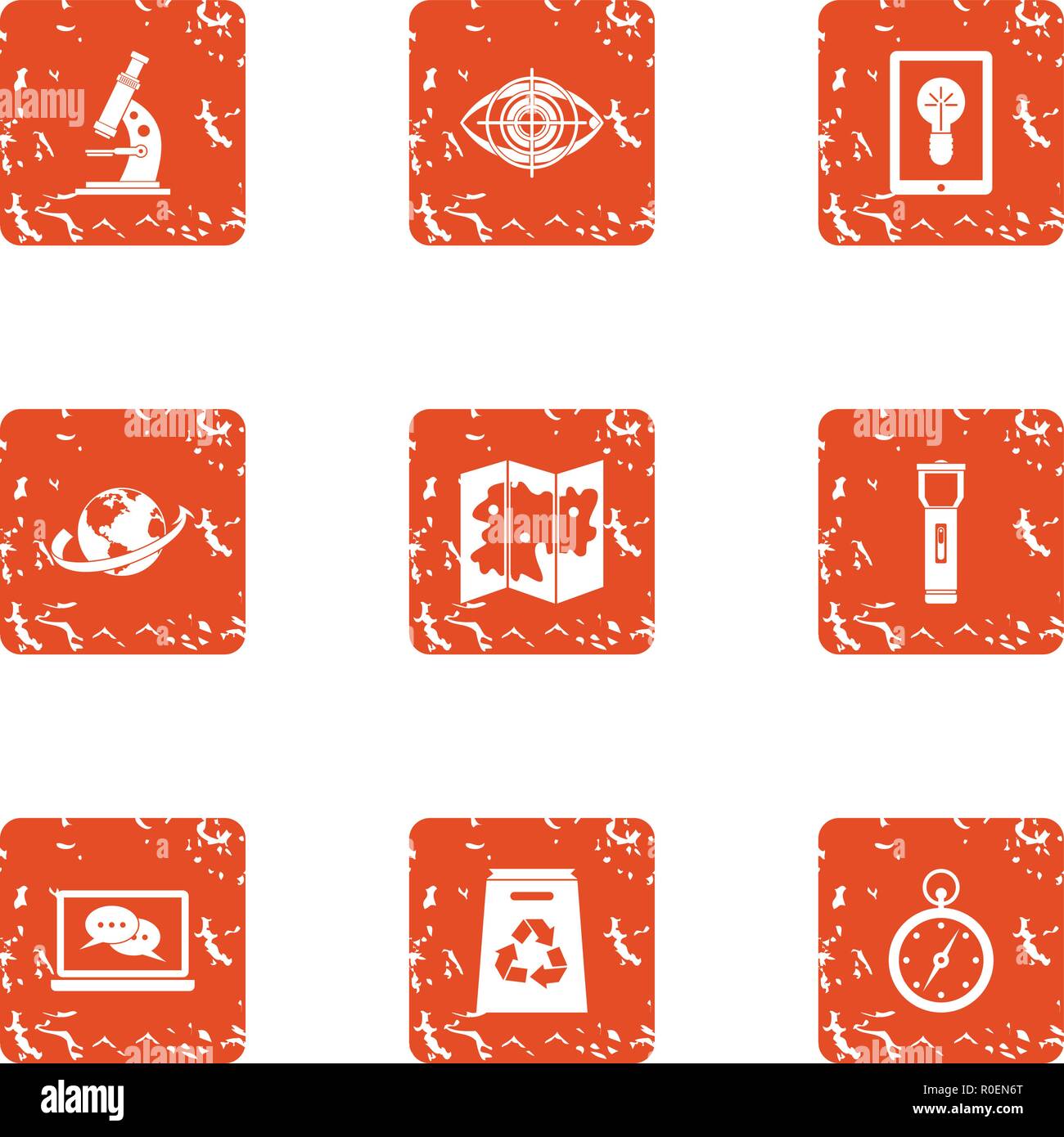 Passage icons set, grunge style Stock Vector