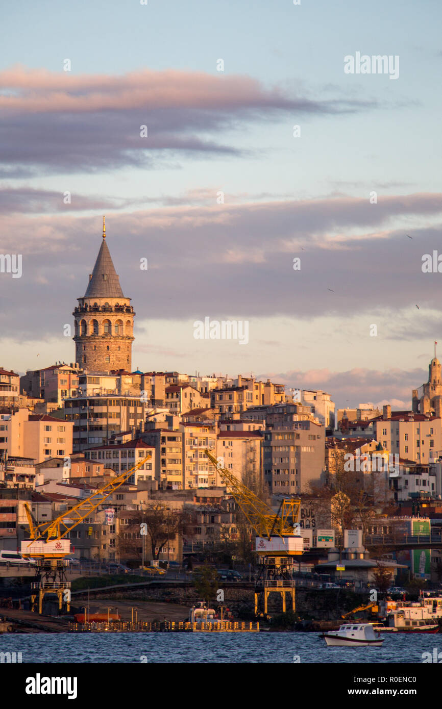 View of the Galata Tower from ancient times in Istanbul Stock Photo Alamy