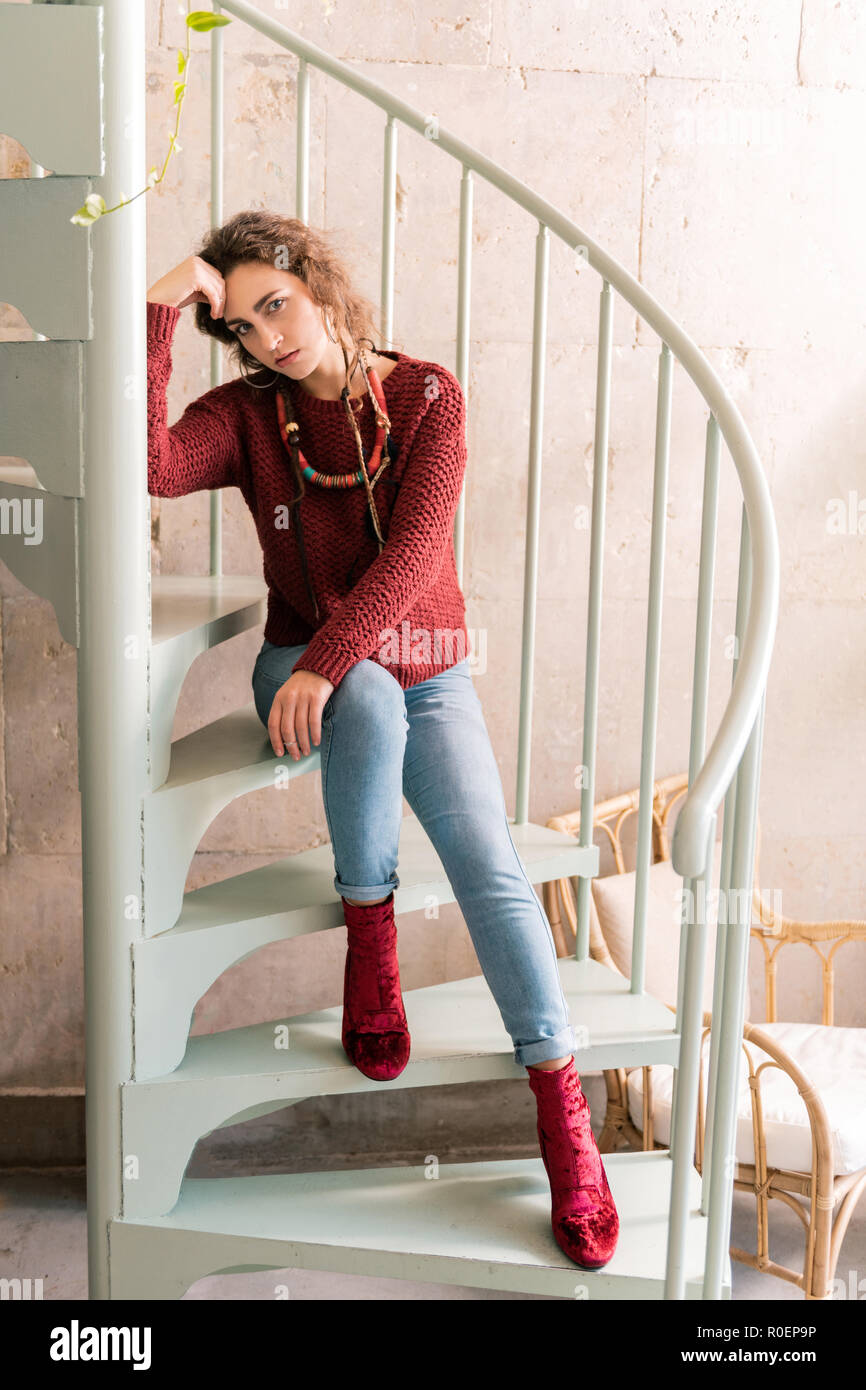 red sweater boots