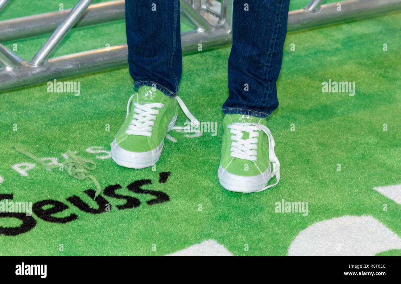 New York, NY, USA. 3rd November, 2018. Close up of producer Chris Meledandri's custom Converse Golf Le Fleur sneakers at the world premiere of Dr Seuss’s “The Grinch' at Alice Tully Hall in New York City on November 3, 2018. Credit: Jeremy Burke/Alamy Live News Stock Photo