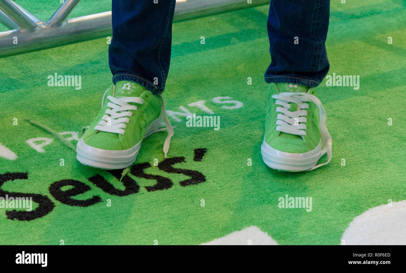 New York, NY, USA. 3rd November, 2018. Close up of producer Chris  Meledandri's custom Converse Golf Le Fleur sneakers at the world premiere  of Dr Seuss's “The Grinch