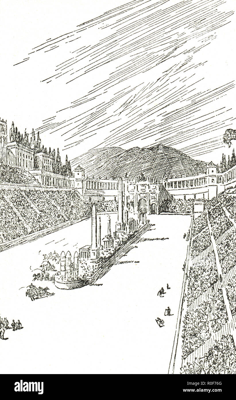 Chariot race at the Circus Maximus, Rome Stock Photo