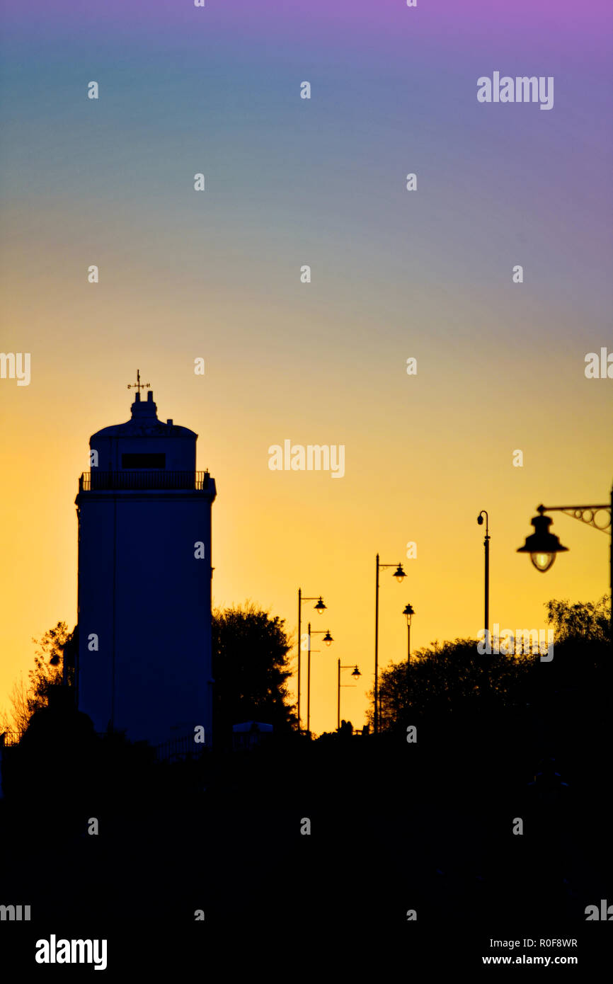 North Shields Highlights lighthouse at sunset Stock Photo Alamy
