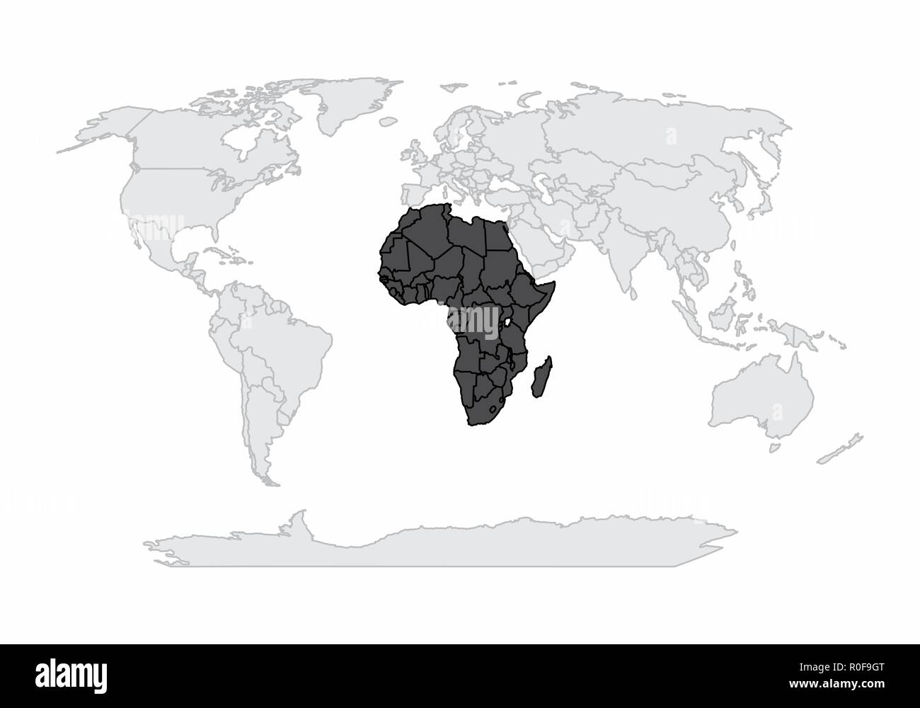 Africa Continent In World Map The World Map Illustration With The African Continent In Highlight Stock  Vector Image & Art - Alamy