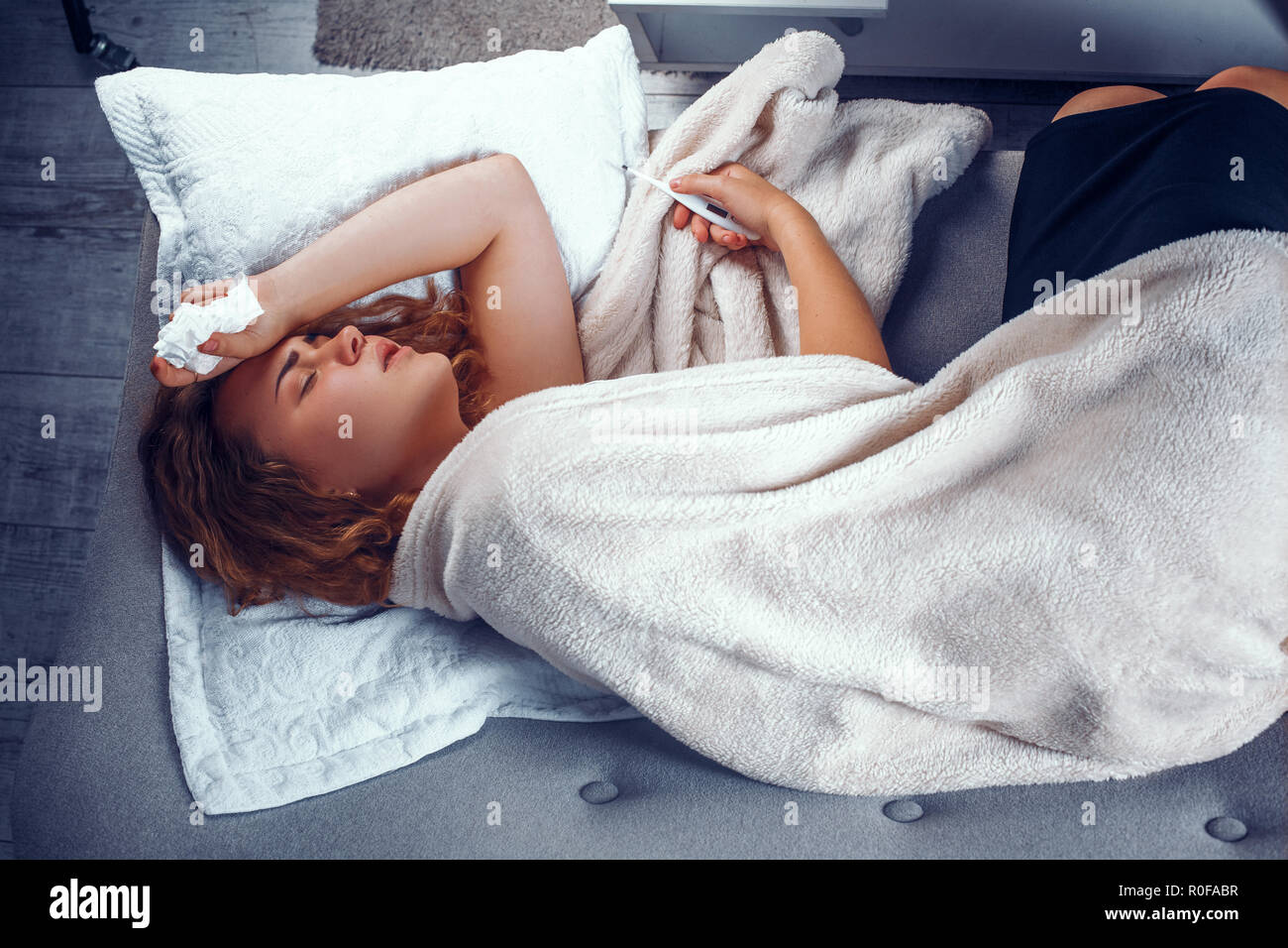 Very sick in bed fever hi-res stock photography and images - Alamy