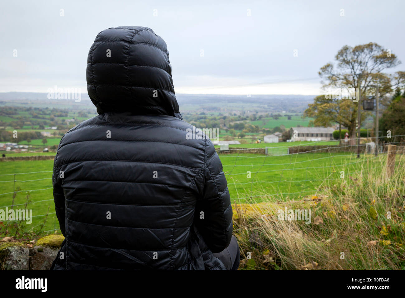 A lone male in a rural location in England, U.K. Stock Photo