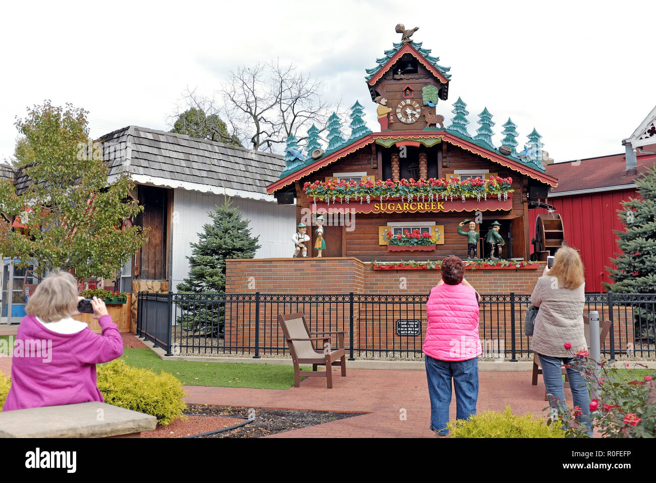 Visitors to the World Largest Cuckoo Clock in Sugarcreek, Ohio, USA