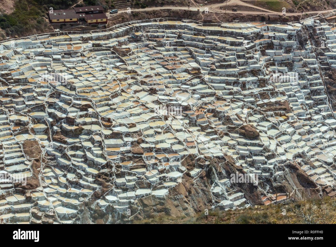 Salt ponds at Maras in Cusco, Peru Stock Photo