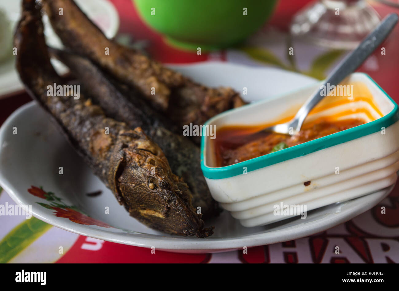 IKAN LELE GORENG - typical Indonesian dish Stock Photo