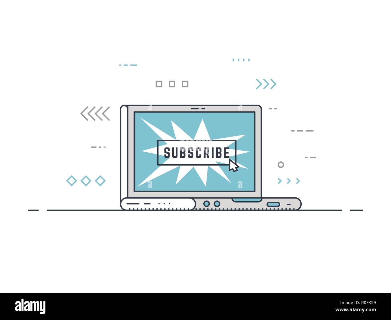 Subscribe button laptop concept Stock Vector