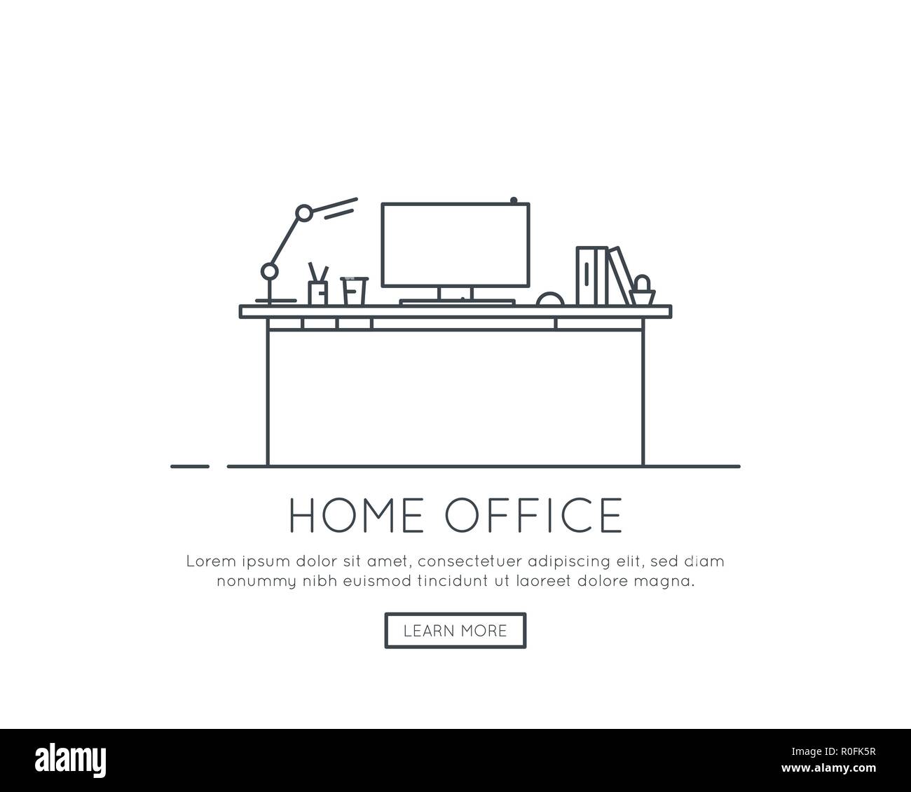 Office work vector line Cut Out Stock Images & Pictures - Alamy