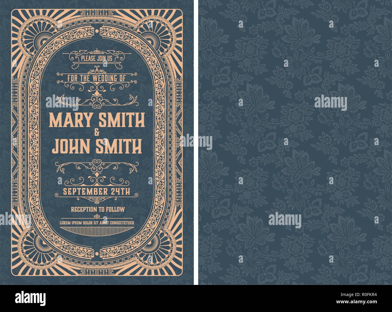 Vintage wedding invitation layout Stock Vector