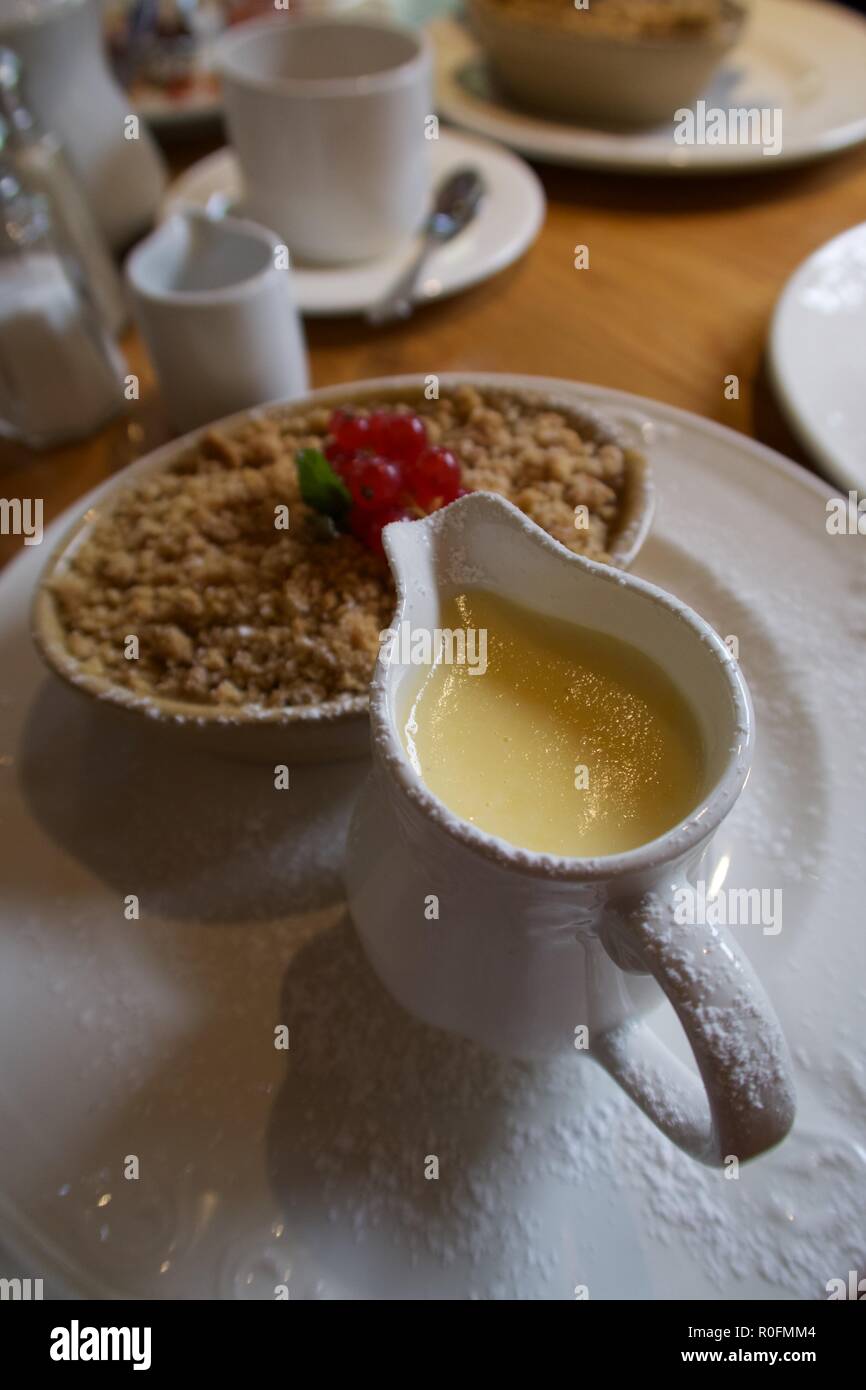 Afternoon Tea and Crumble with Cream Stock Photo