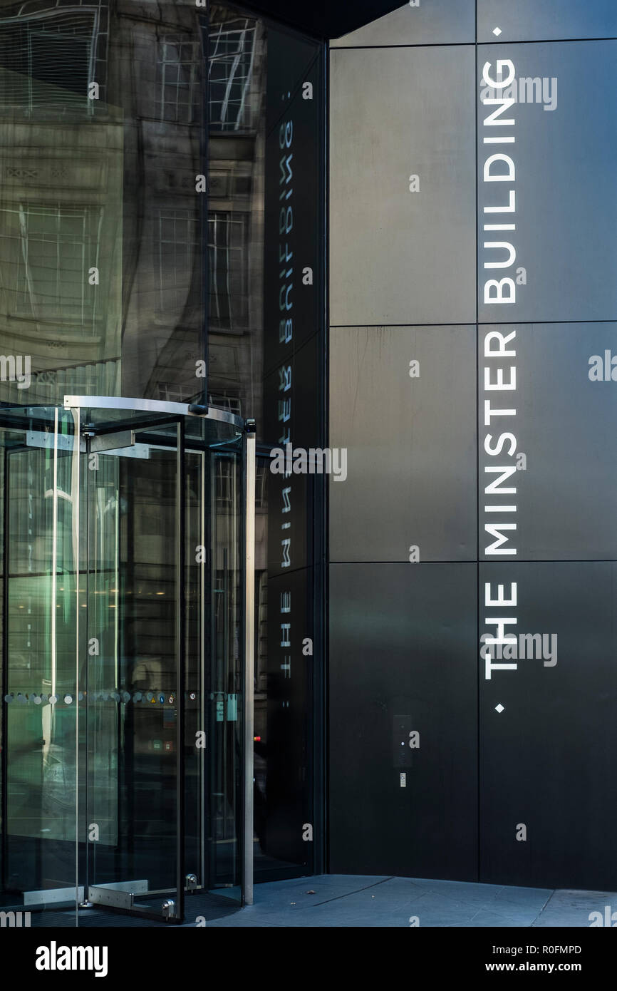 The Minster Building entrance, Great Tower Street, London, England, U.K. Stock Photo
