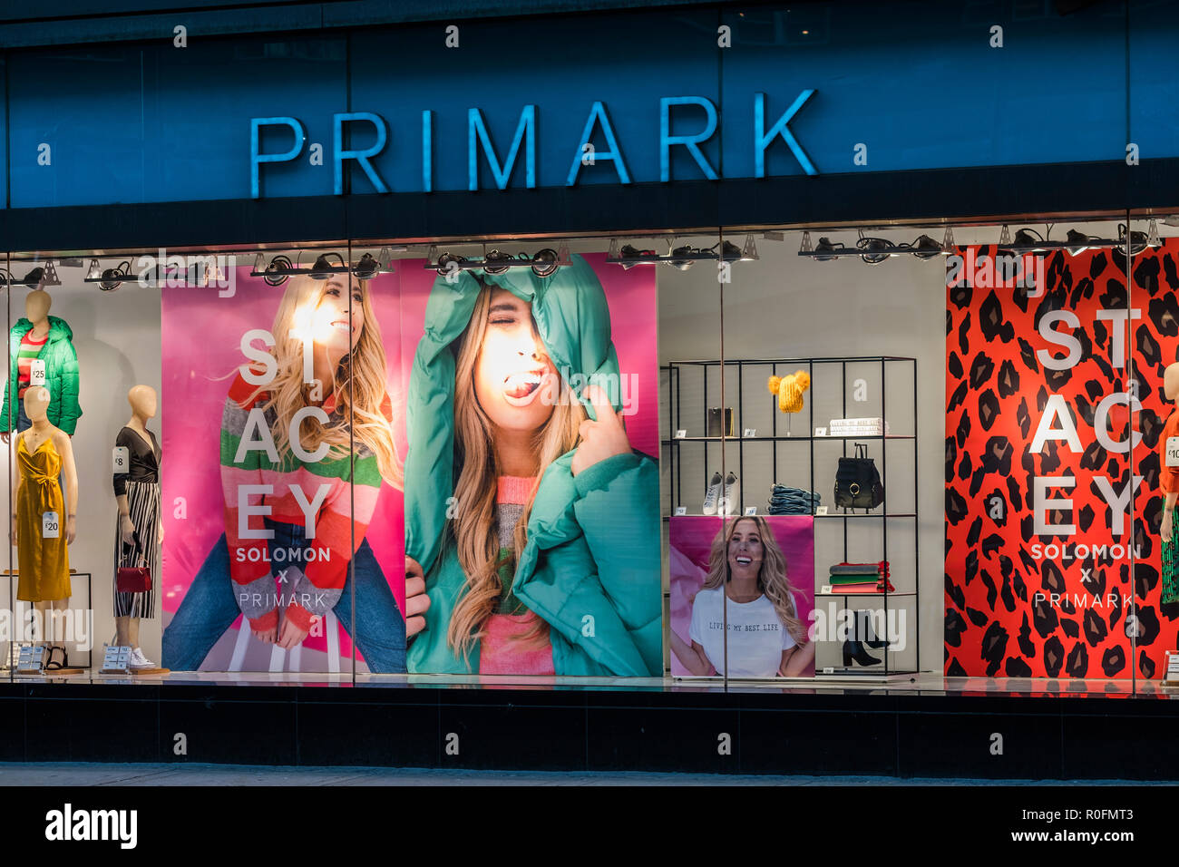 Stacey Solomon X Primark Line window display, Primark store, Oxford Street, London, England, U.K. Stock Photo