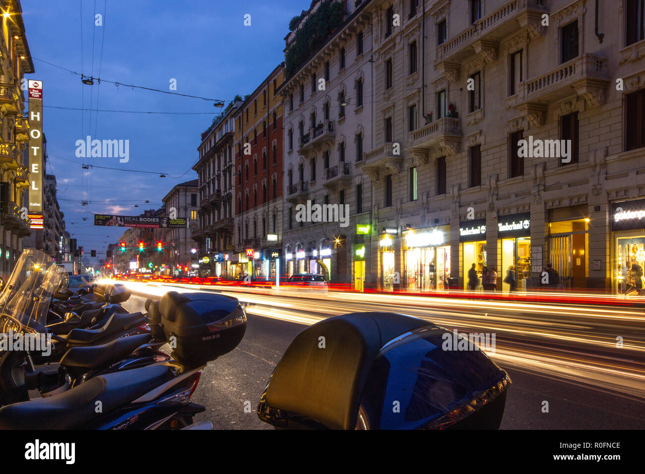 The famous Corso Buenos Aires, at dusk, Milan, Italy Stock Photo