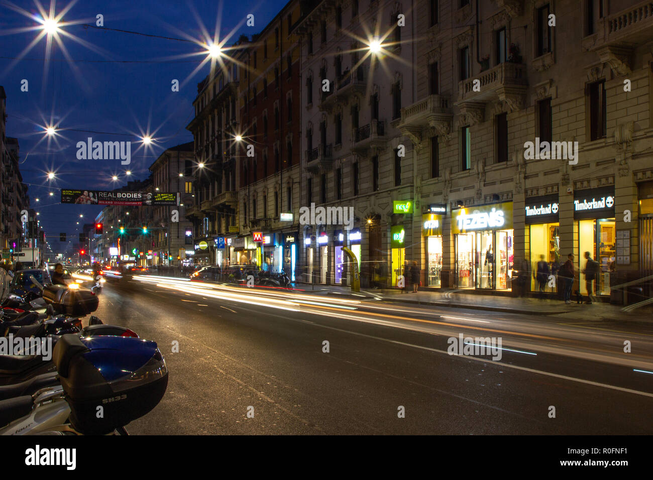 The famous Corso Buenos Aires, at dusk, Milan, Italy Stock Photo