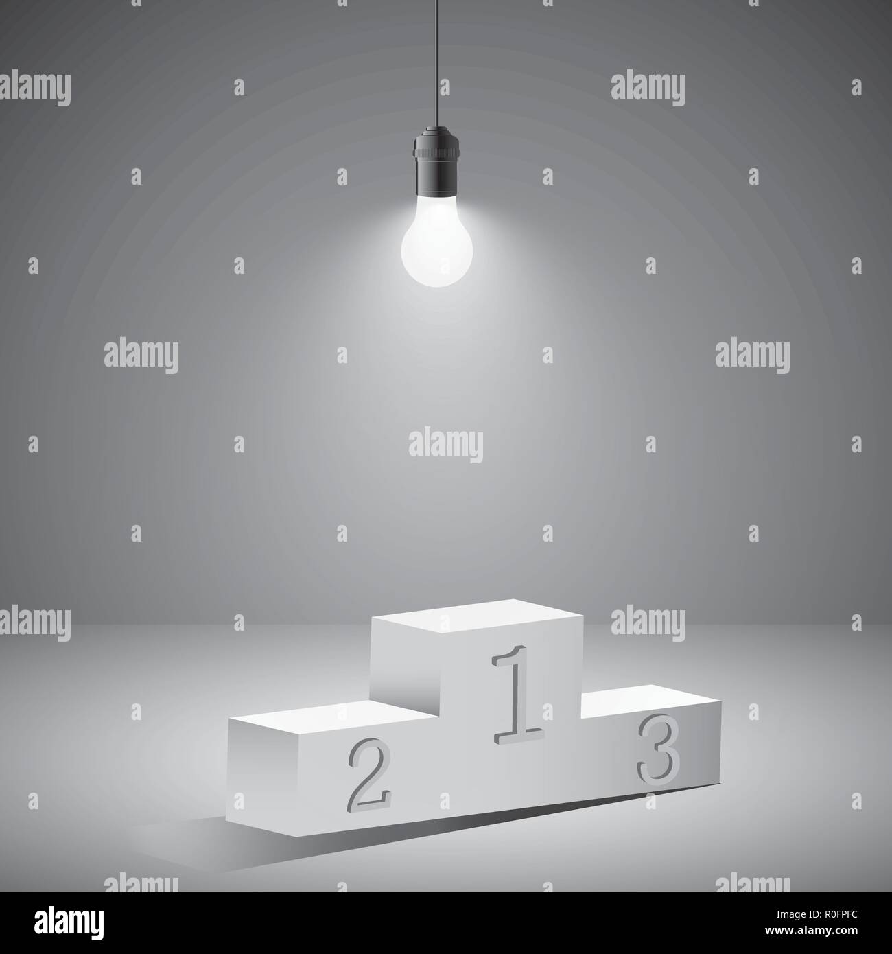 Empty winners podium with first, second and third place for award ceremony. Vector illustration Stock Vector