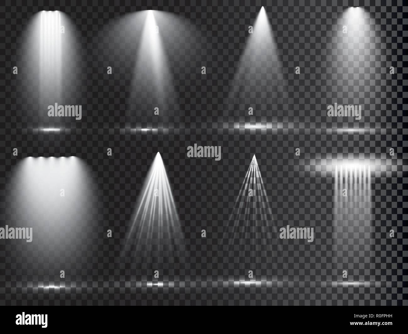 Vector Spotlights. Scene. Light Effects. Glow light effect Stock Vector