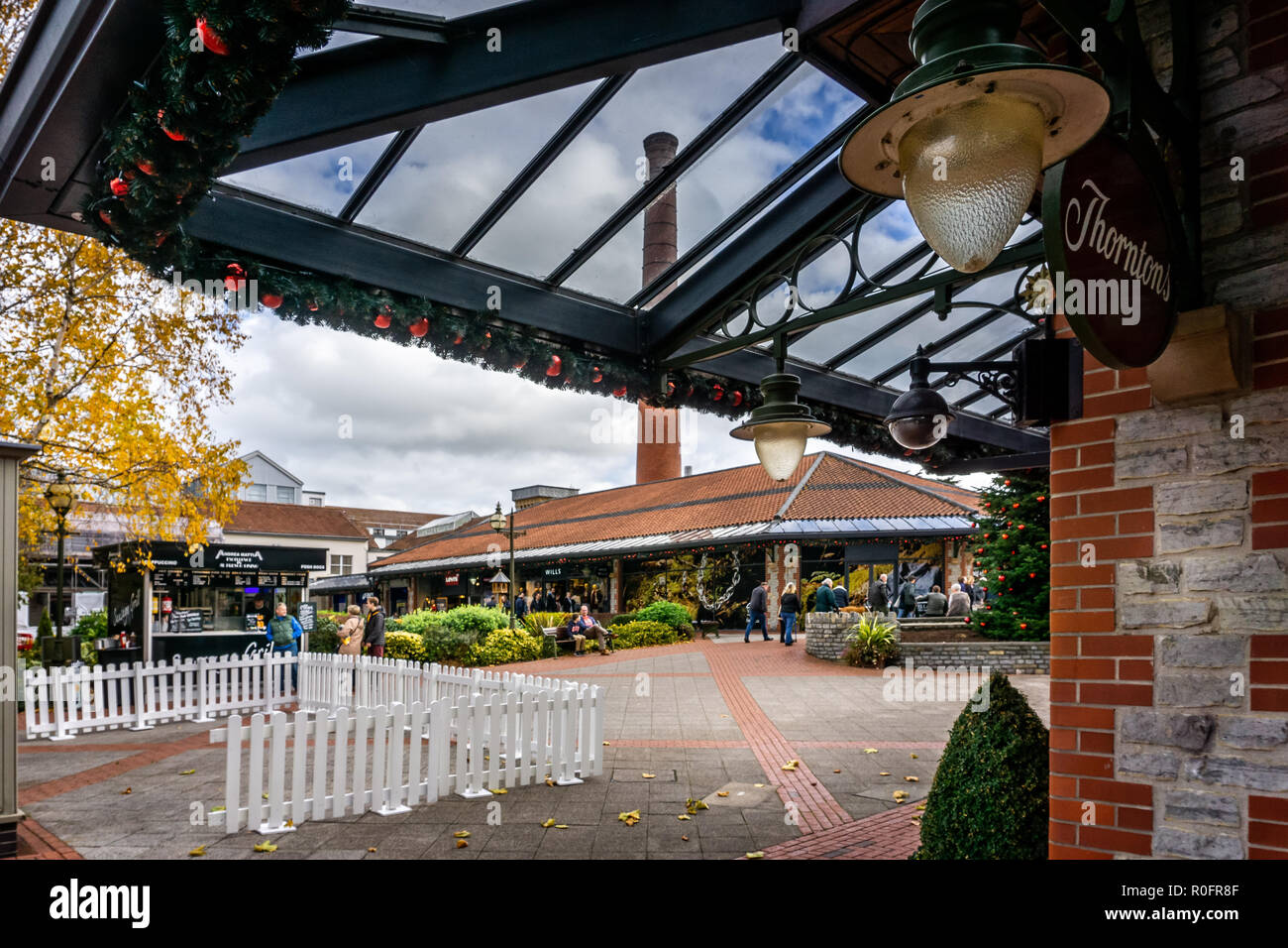 Outdoor outlet mall in Street in Somerset, UK on 3 November 2018 Stock