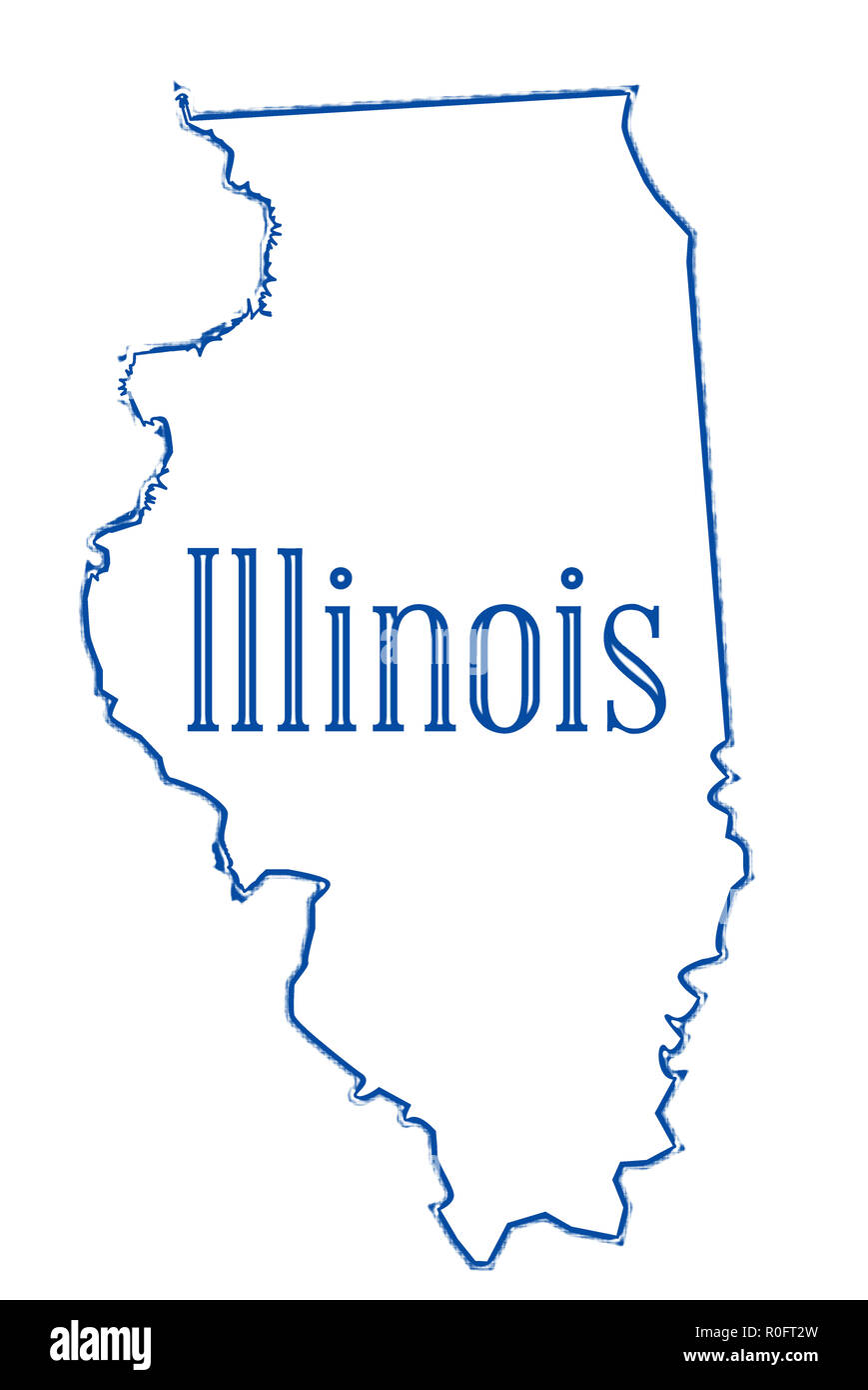 Outline map of the USA state of Illinois over a white background Stock