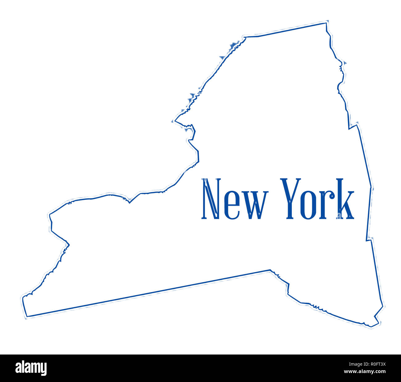 State Map Outline Of New York Over A White Background Stock Photo