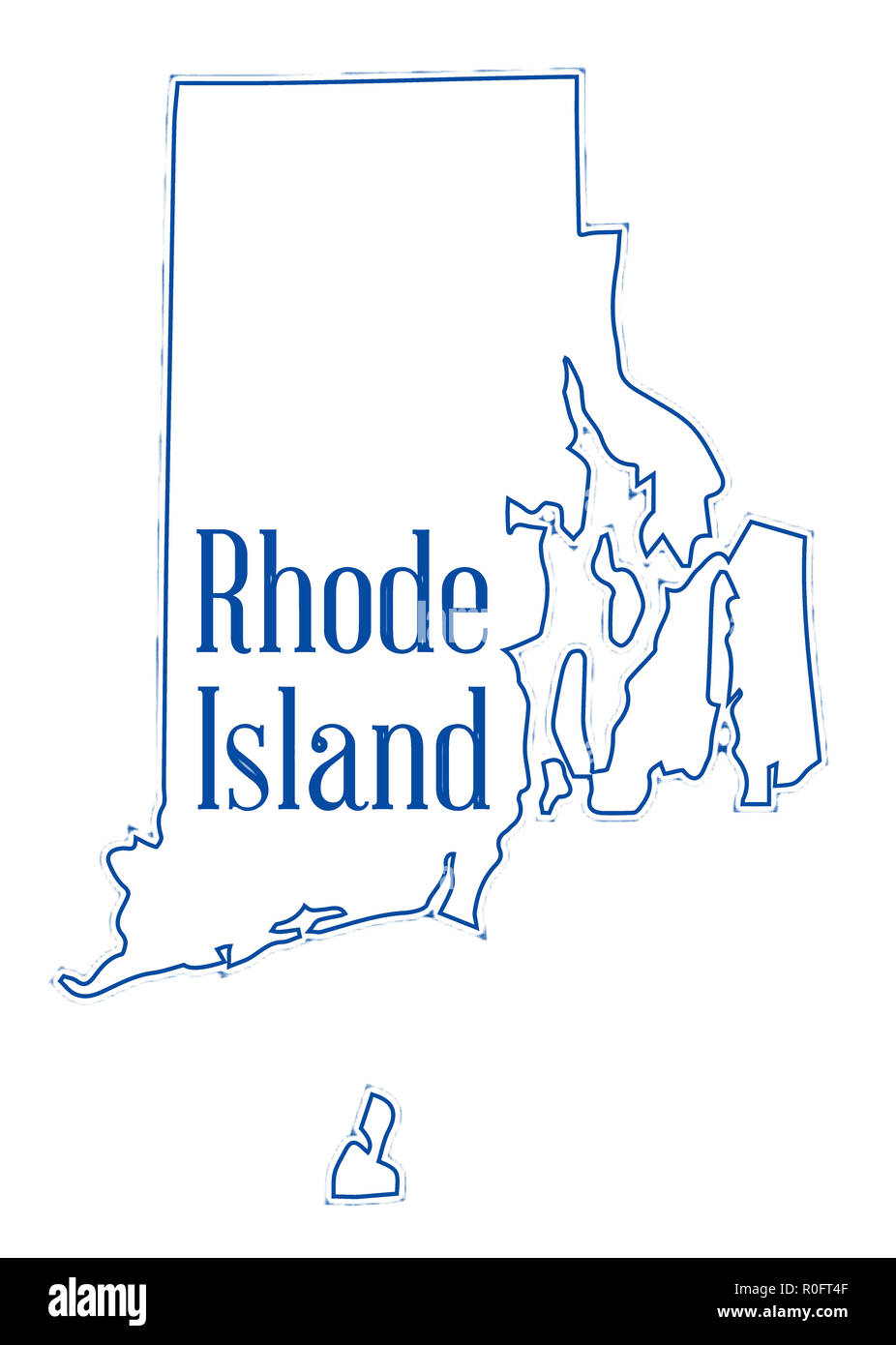 Outline map of the state of Rhode Island Stock Photo