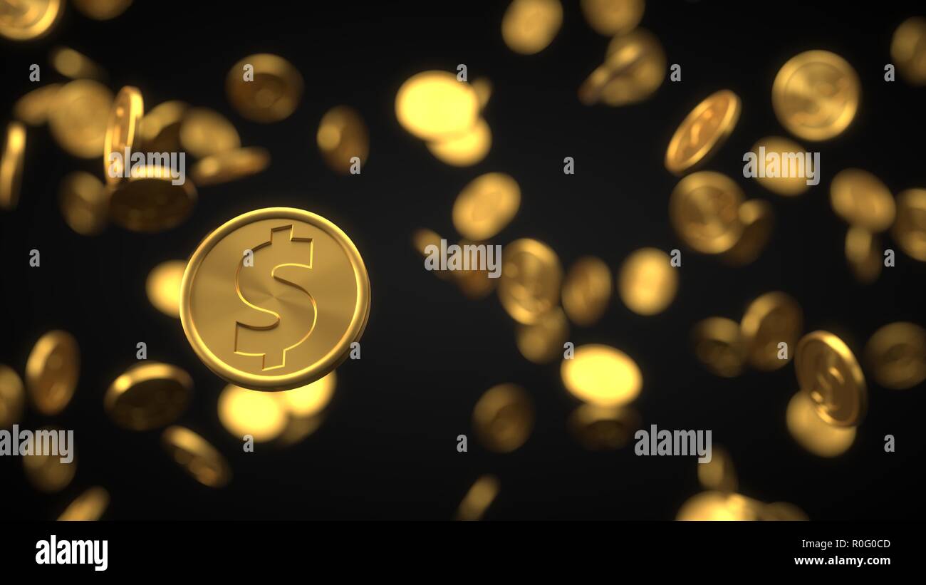 set of golden dollar coins. realistic 3d illustration Stock Photo - Alamy