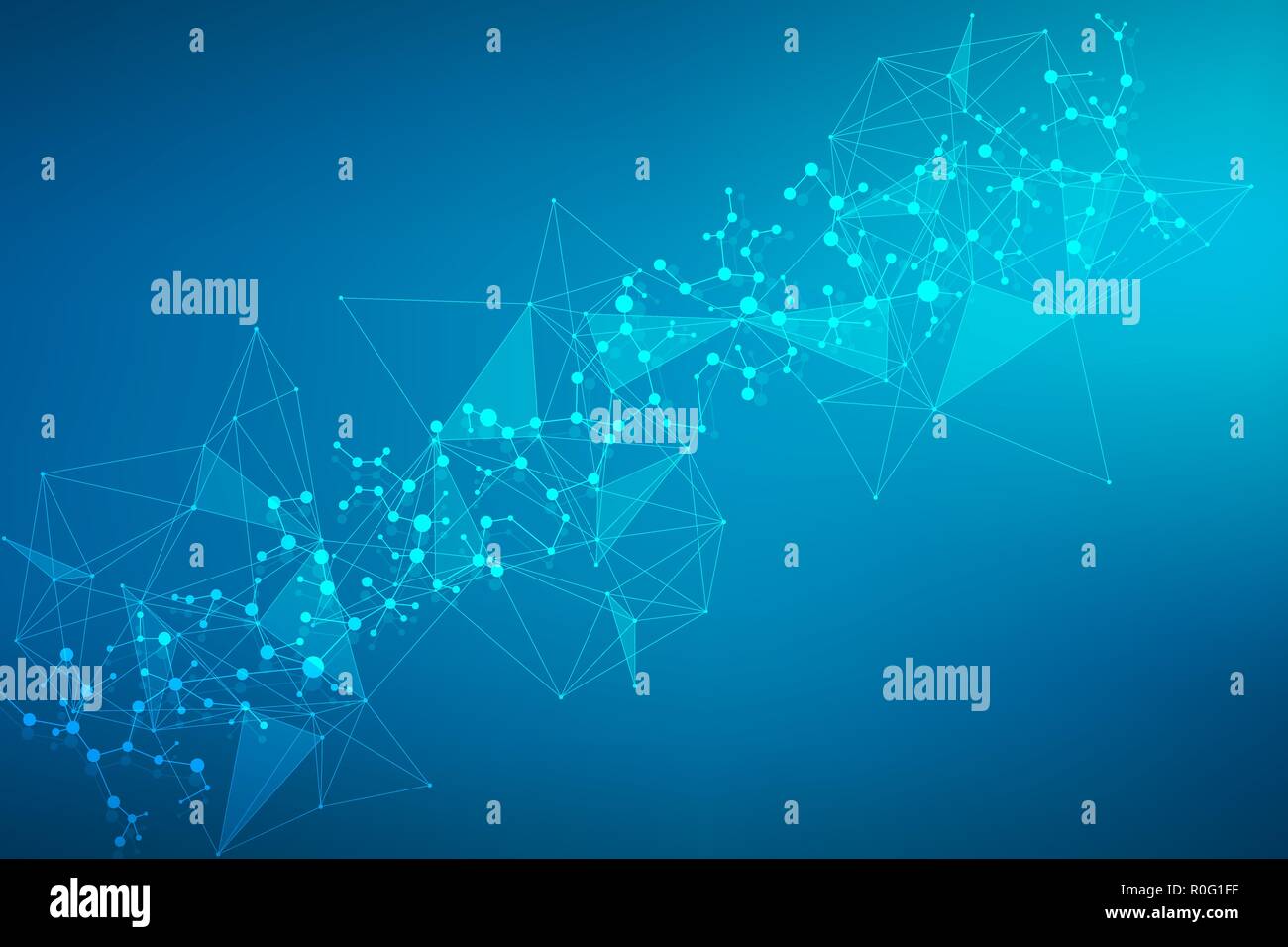 Geometric abstract background with connected line and dots. Structure ...