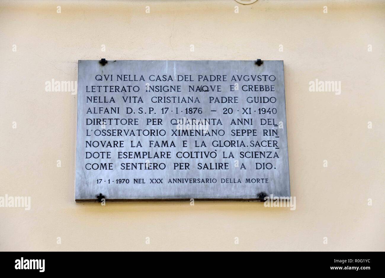 Wall plaque in the historic centre of Florence Stock Photo