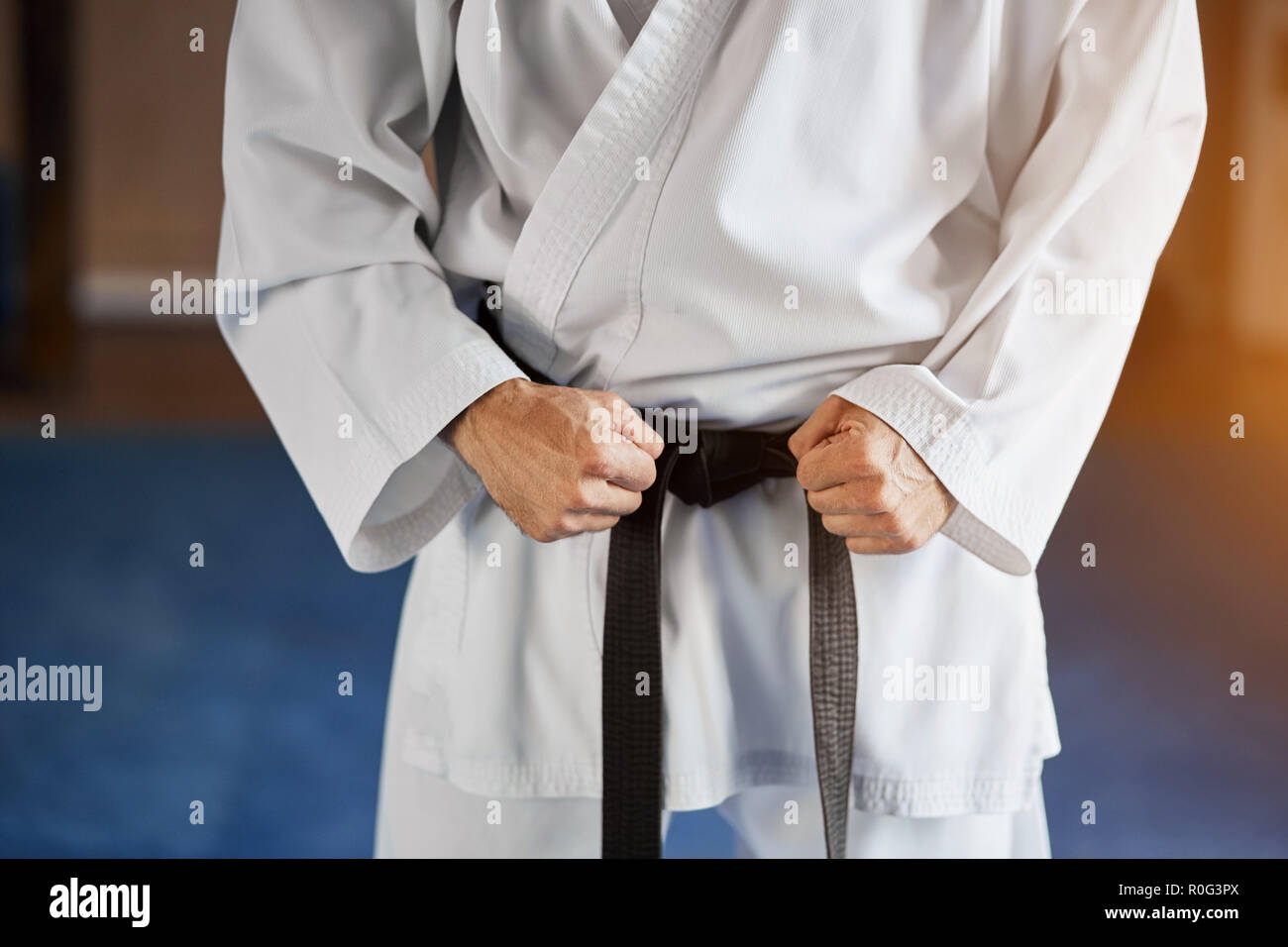 karate hands. Over martial arts gym Stock Photo Alamy