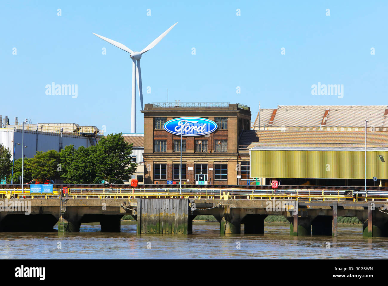 The jetty for Ford Dagenham, still producing vehicle engines, on the north bank of the River