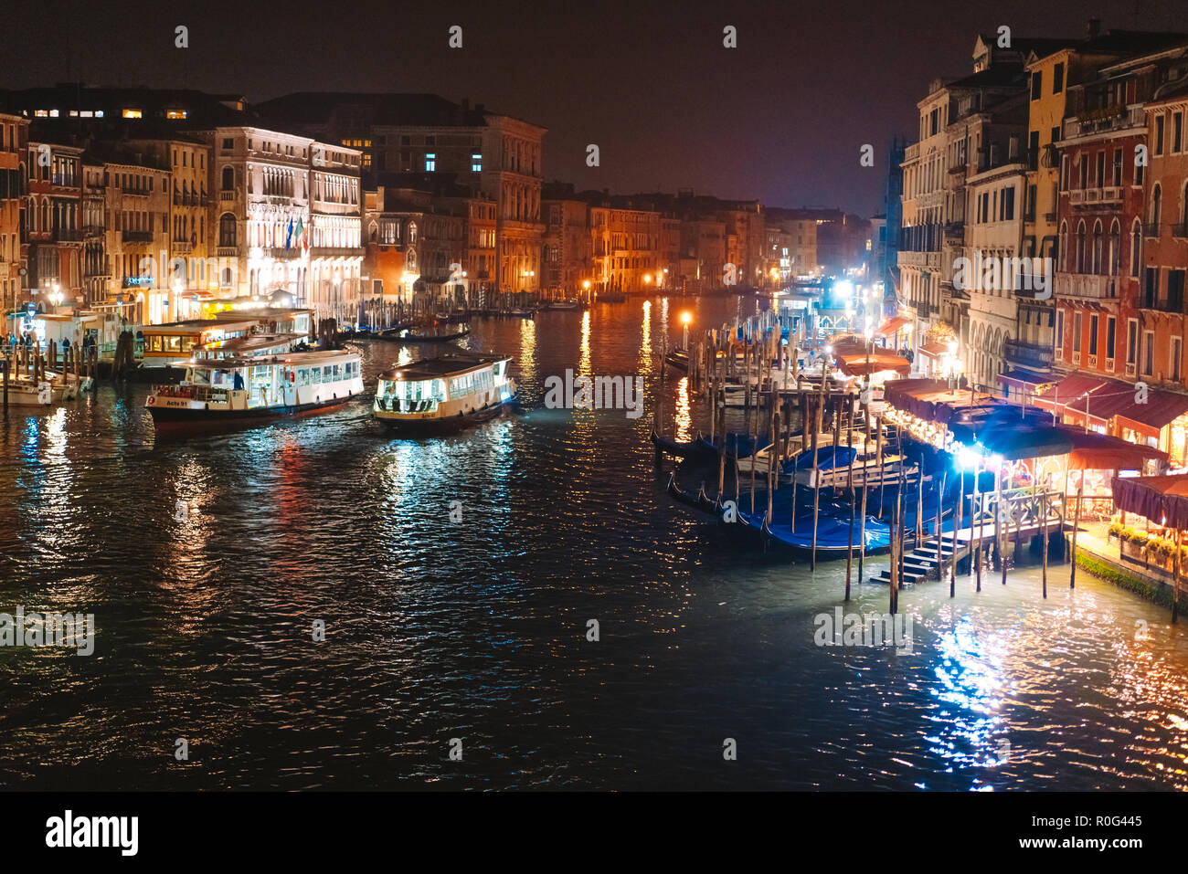 A view of the canal at night. Venice, Italy Stock Photo - Alamy