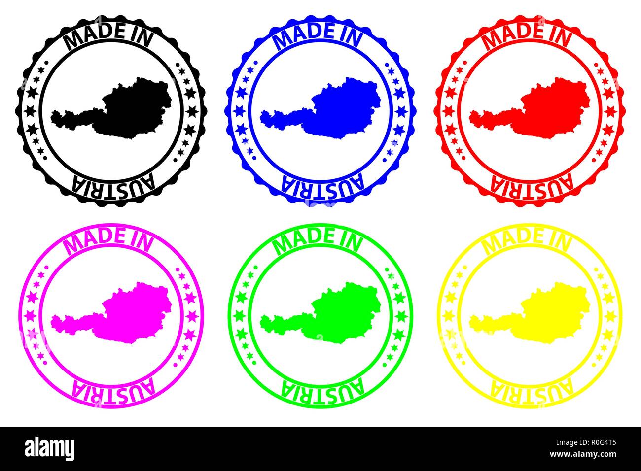 Made in Austria - rubber stamp - vector, Austria map pattern - black ...