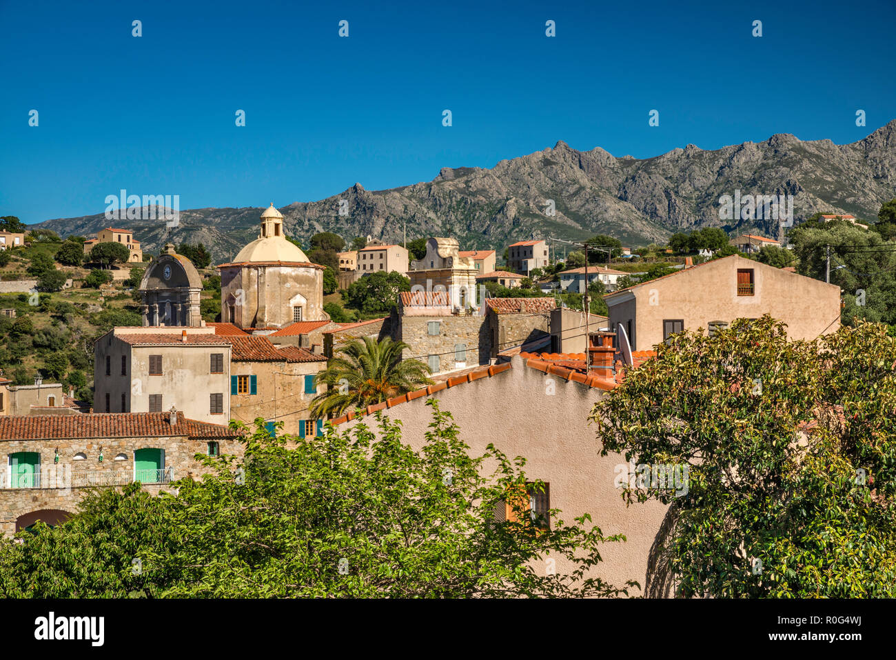 Hill town of Cateri, Balagne region, Haute-Corse, Corsica, France Stock Photo