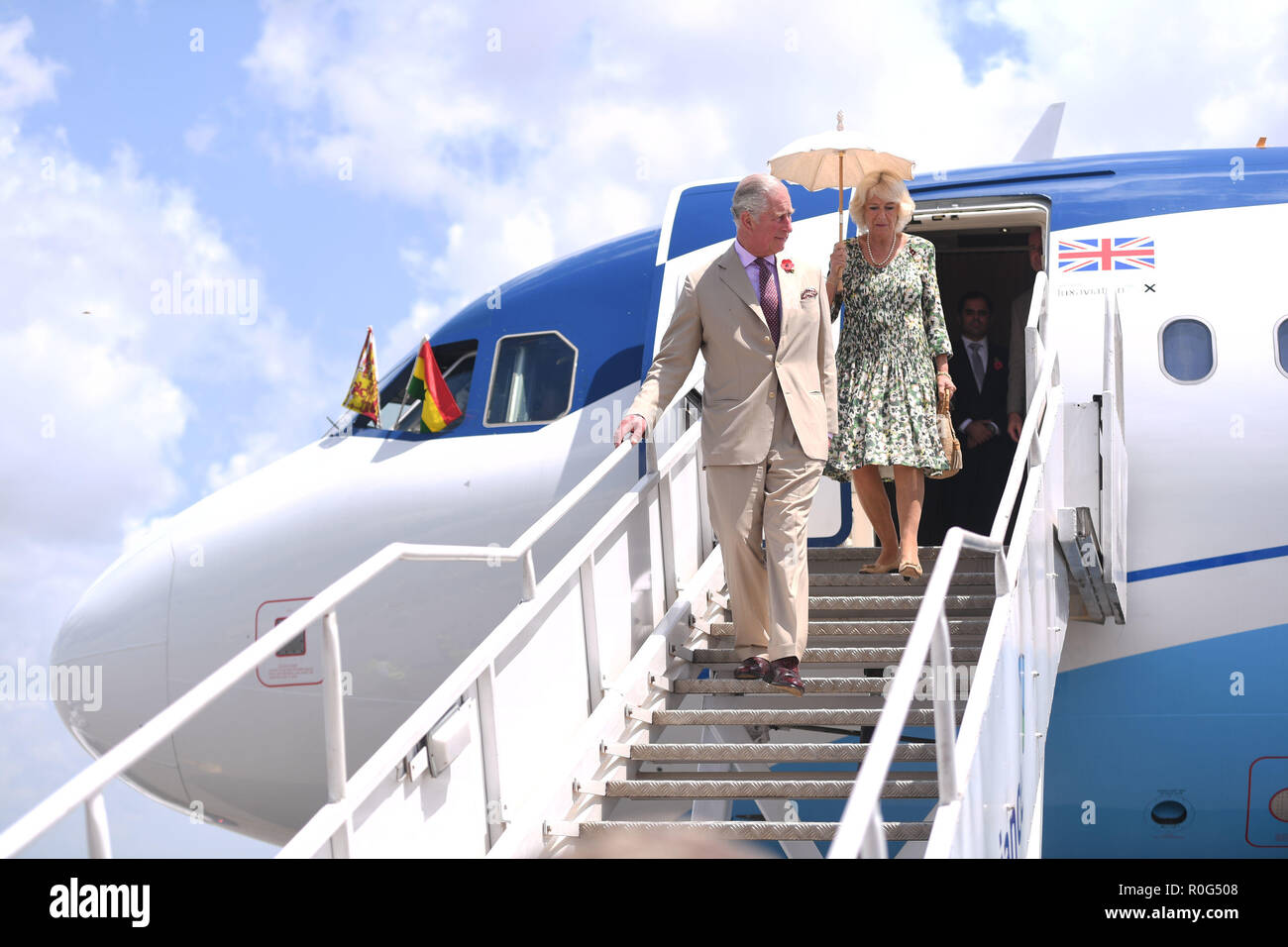 The Prince of Wales and Duchess of Cornwall arrive in Kumasi, on day five of their trip to west Africa. Stock Photo