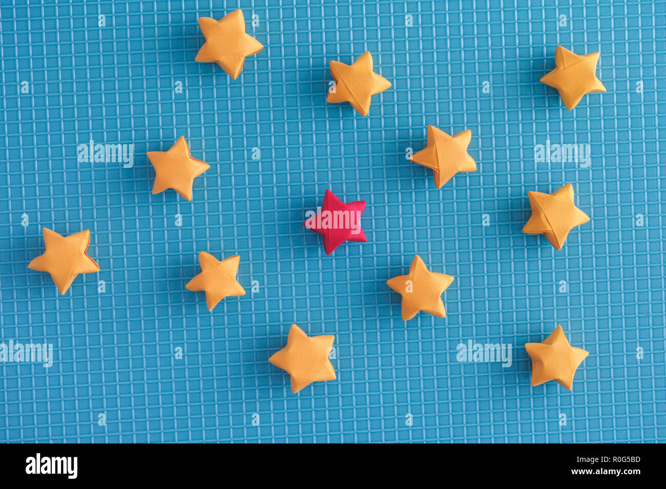 Colorful origami lucky stars. Closeup. Stock Photo