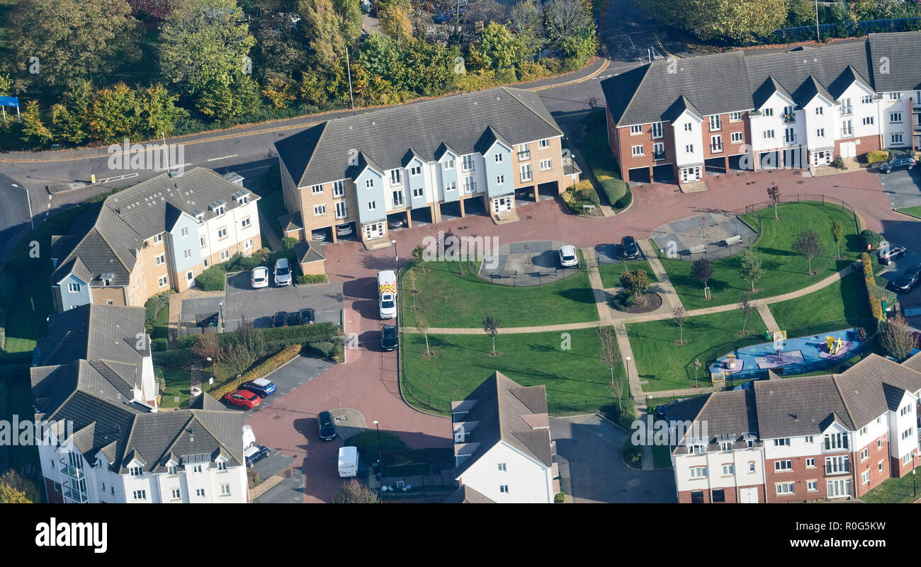 An aerial view of new housing development, Aylesford, Kent, South East